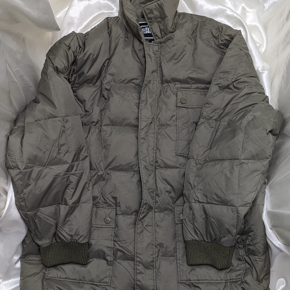 Mens 4x Authentic Down Feather Dark Green Puffer Jacket 90's By State Property